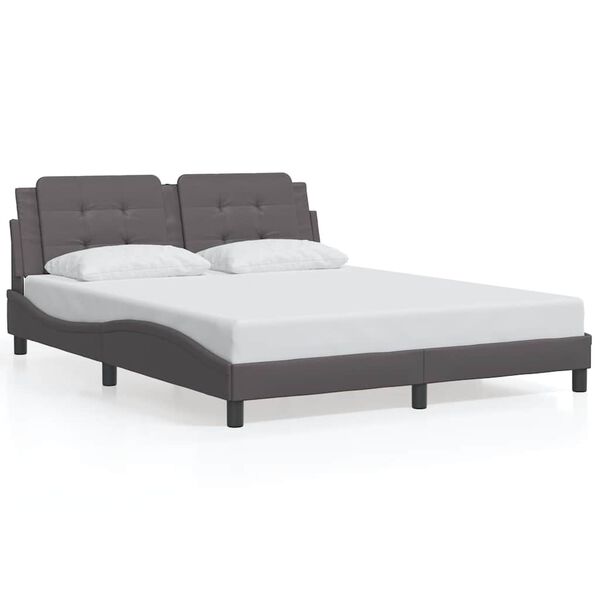 vidaXL Estructura de cama sin colch&oacute;n Zadar cuero sint&eacute;tico gris 160x200 cm