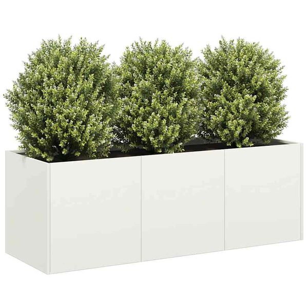 vidaXL Jardinera de acero laminado en fr&iacute;o blanco 120x40x40 cm