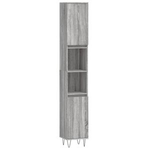 vidaXL Armario de ba&ntilde;o madera contrachapada gris Sonoma 30x30x190 cm