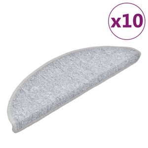 vidaXL Felpudos para escaleras (10 unidades, 56 x 17 x 3 cm, gris claro, semicirculares)