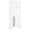 vidaXL Aparador alto madera contrachapada blanco 69,5x34x180 cm