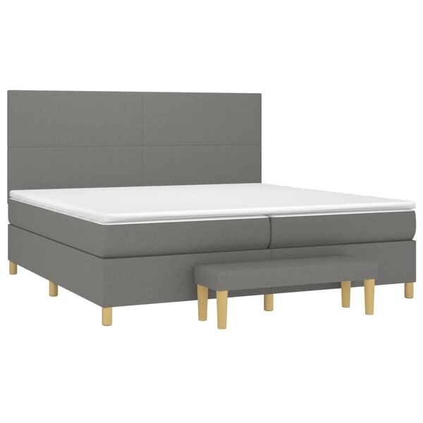 vidaXL Cama box spring con colch&oacute;n tela gris oscuro 200x200 cm