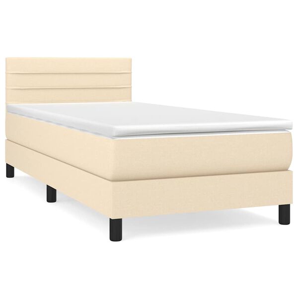 vidaXL Cama box spring con colch&oacute;n tela color crema 100x200 cm