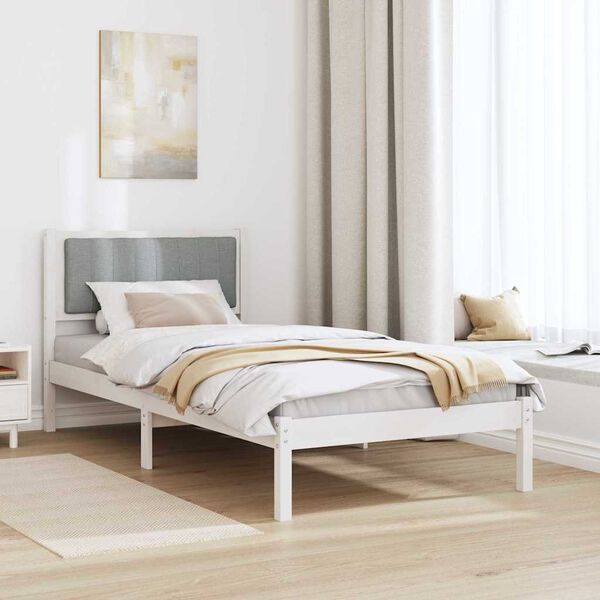 vidaXL Estructura de Cama con Cabecera Tapizada Gris Claro 90 x 200 cm