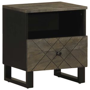 vidaXL Mesita de noche de madera maciza de mango negra 40x33x46 cm