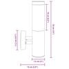 vidaXL Luz de pared exterior 2 pcs Plateado 15 x 7,5 x 33 cm