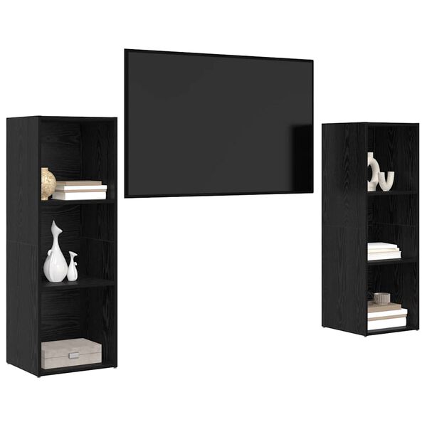 vidaXL Conjunto de mueble de TV 2 pcs Roble Negro 107 x 35 x 37 cm