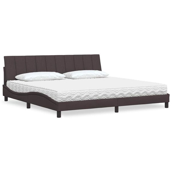 vidaXL Cama con colch&oacute;n Hanko tela marr&oacute;n oscuro 200x200 cm