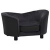 vidaXL Sof&aacute; para perros felpa y cuero sint&eacute;tico negro 69x49x40 cm