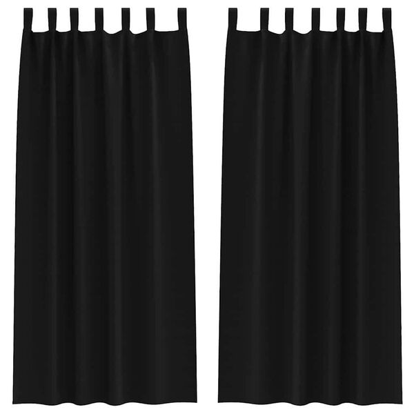 vidaXL Cortinas Opacas con Anillas 2 pcs Negro 245 x 140 cm Poli&eacute;ster