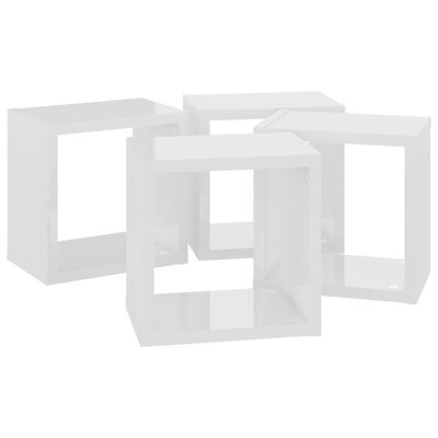vidaXL Estantes cubos pared 4 uds blanco brillante 22x15x22 cm