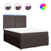 vidaXL Cama box spring con colch&oacute;n tela marr&oacute;n oscuro 140x190 cm