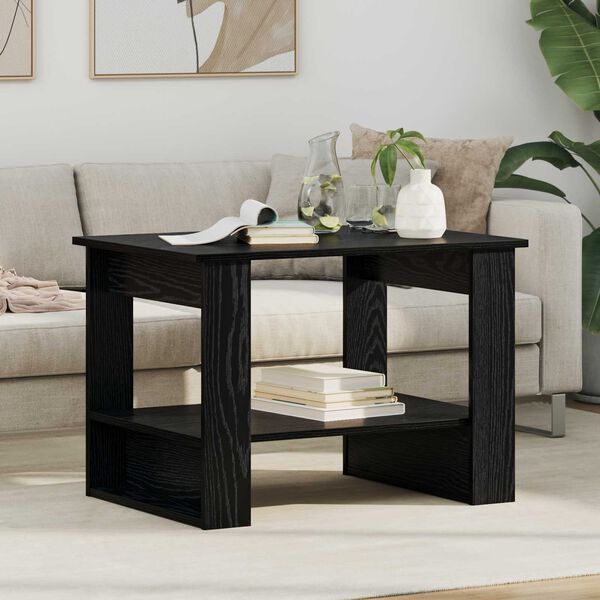 vidaXL Mesa de Caf&eacute; Roble Negro 72 x 50 x 50 cm Madera de ingenier&iacute;a