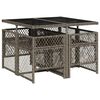 vidaXL Set comedor de jard&iacute;n 5 piezas con cojines rat&aacute;n sint&eacute;tico gris