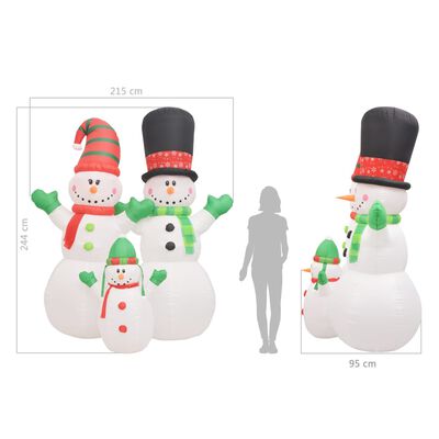 vidaXL Familia de muñecos de nieve inflable Navidad LED IP44 240 cm
