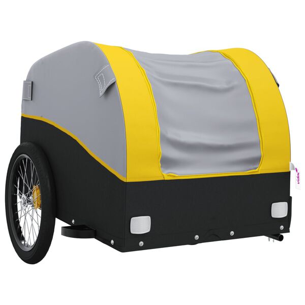 vidaXL Remolque para bicicleta hierro negro y amarillo 30 kg