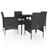 vidaXL Juego de comedor de jard&iacute;n 5 piezas con cojines negro