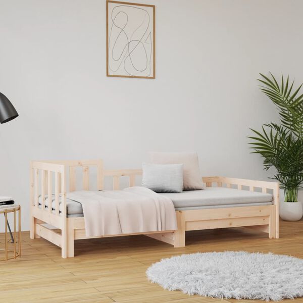 vidaXL Sof&aacute; cama extra&iacute;ble madera maciza de pino 2x(90x190) cm