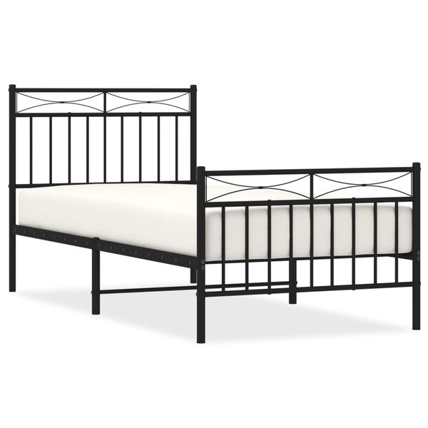 vidaXL Estructura cama sin colchón con estribo metal negro 90x200 cm