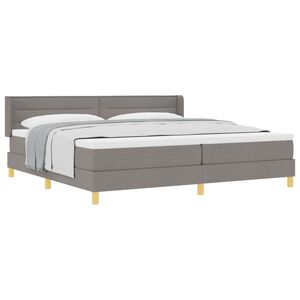 vidaXL Cama tipo Box Spring con colch&oacute;n Taup&eacute; 200 x 200 cm Poli&eacute;ster