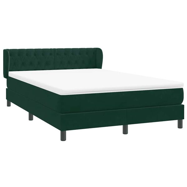 vidaXL Cama box spring con colch&oacute;n terciopelo verde oscuro 160x220 cm