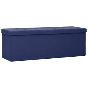 vidaXL Banco de almacenamiento plegable lino sint&eacute;tico azul