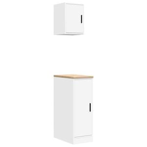 vidaXL Armarios 2 uds para garaje madera de ingenier&iacute;a blanco