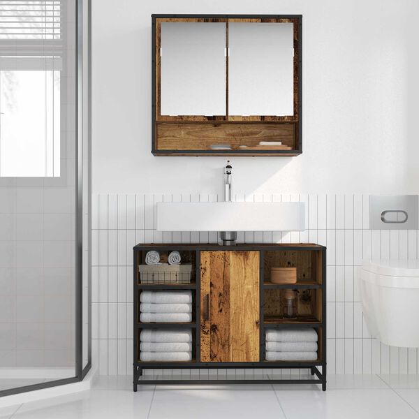 vidaXL Mueble de Cuarto de Ba&ntilde;o Madera envejecida 80 x 33 x 60 cm