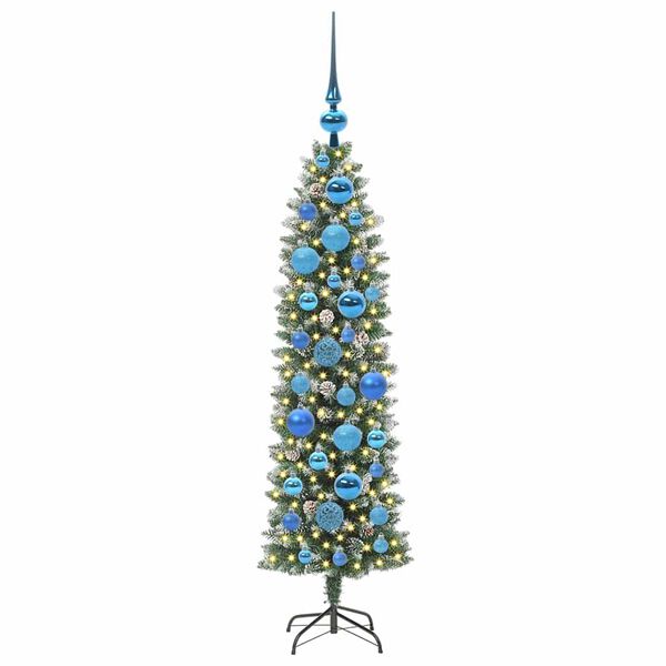 vidaXL Árbol Navideño Artificial Delgado con 150 LED verde y 120 cm