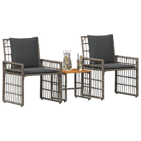 vidaXL Juego de muebles de exterior 3 pcs Negro y Gris oscuro