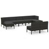 vidaXL Set de muebles de jard&iacute;n 9 pzas y cojines rat&aacute;n sint&eacute;tico negro