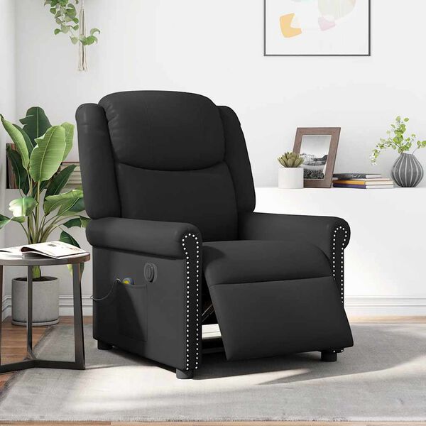 vidaXL Sillón reclinable de masaje eléctrico negro brillante