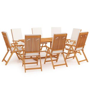 vidaXL Comedor de jard&iacute;n 9 piezas con cojines madera maciza de teca
