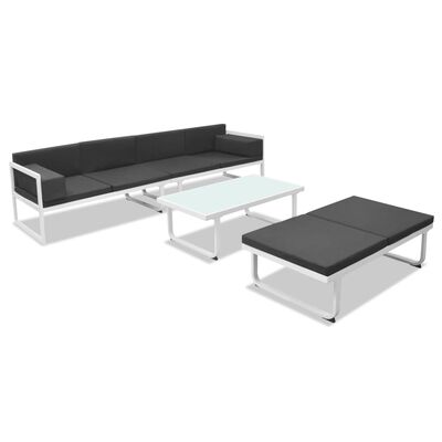 vidaXL Set de muebles de jardín 4 piezas y cojines aluminio negro