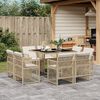 vidaXL Set comedor de jard&iacute;n 9 pzas con cojines rat&aacute;n sint&eacute;tico beige