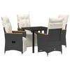 vidaXL Conjunto de Comedor de Jard&iacute;n 5 pcs Negro rat&aacute;n sint&eacute;tico