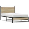 vidaXL Estructura de cama sin colch&oacute;n metal roble ahumado 100x190 cm