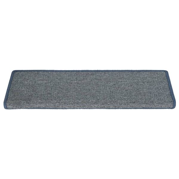 vidaXL Alfombrillas para escaleras 15 unidades 65x21x4 cm Gris claro y azul Borde rectangular