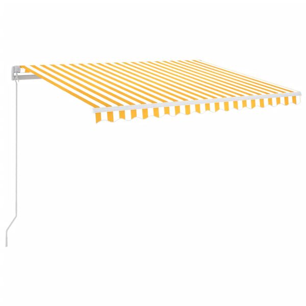 vidaXL Toldo manual retr&aacute;ctil con LED amarillo y blanco 350x250 cm