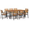 vidaXL Juego de comedor de jard&iacute;n 9 pzas madera maciza acacia y metal
