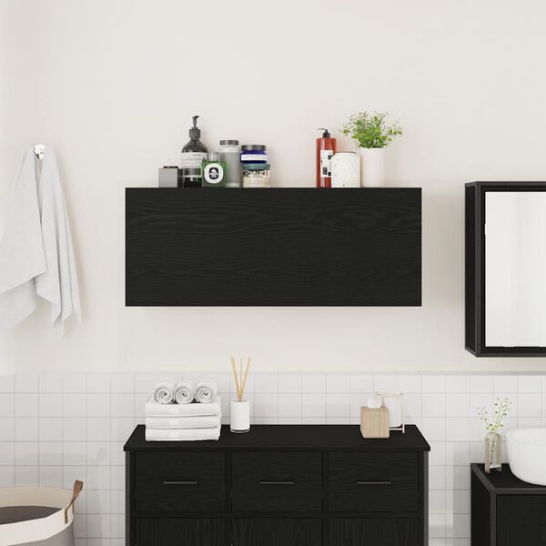 vidaXL Mueble de pared de ba&ntilde;o madera ingenier&iacute;a negro 100x25x40 cm