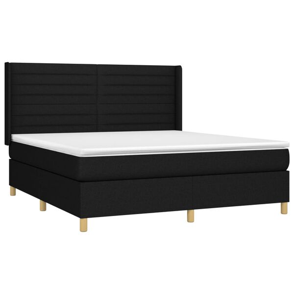 vidaXL Cama box spring con colch&oacute;n tela negro 180x200 cm