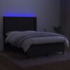 vidaXL Cama box spring colch&oacute;n y luces LED tela negro 140x190 cm