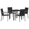 vidaXL Conjunto de Comedor de Jard&iacute;n 5 uds. Negro