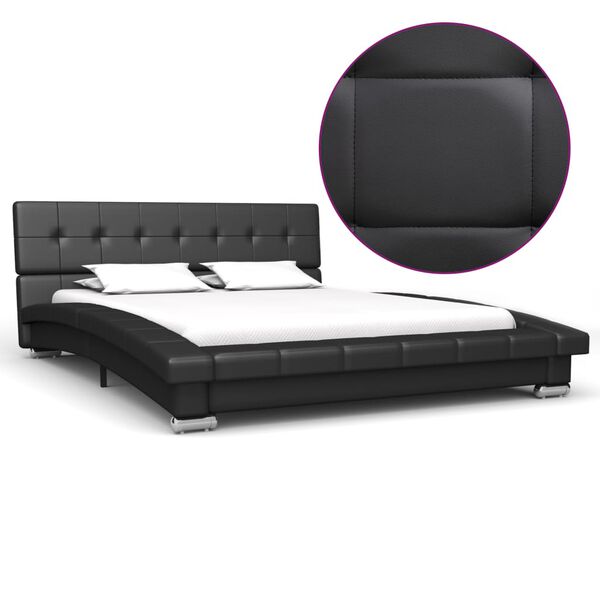 vidaXL Estructura de cama de cuero artificial negro 200x120 cm