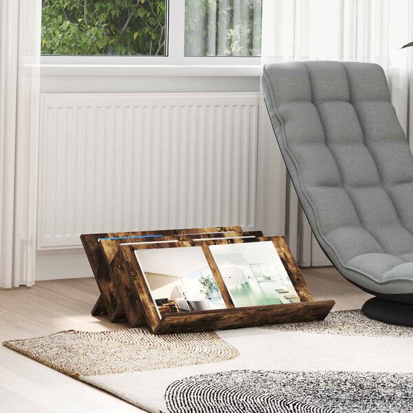 vidaXL Estante de revistas con estante Roble ahumado 65 x 53 x 28,5 cm