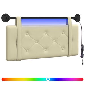 vidaXL Cabecero colgante Con luz LED Crema Cuero sint&eacute;tico