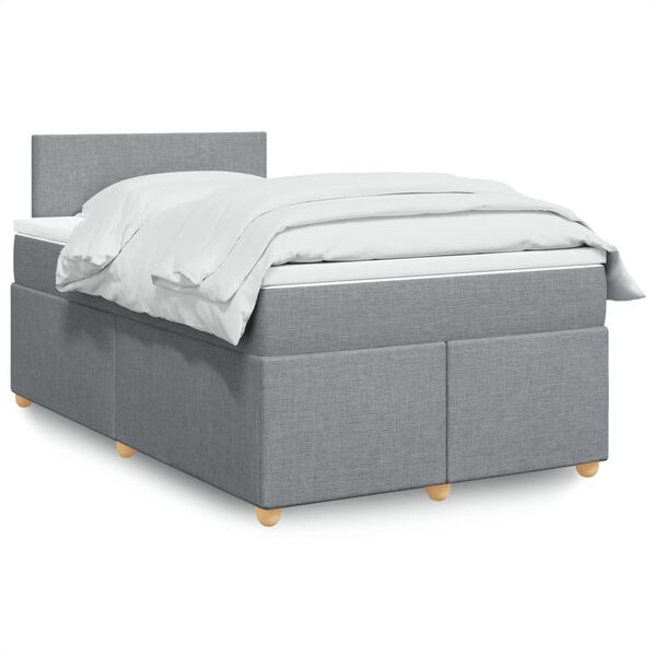 vidaXL Cama box spring con colch&oacute;n tela gris claro 120x190 cm