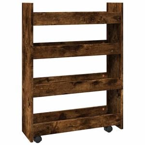 vidaXL Carro de almacenaje estrecho 4 niveles madera roble ahumado