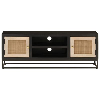 vidaXL Mueble de TV madera maciza de mango y hierro negro 110x30x40 cm